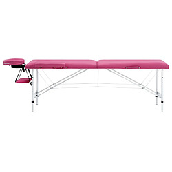 vidaXL Table de massage pliable 2 zones Aluminium Rose