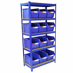 Monstershop T-RAX Étagère Bleu 90cm avec 12 x Poubelles à Choix Rapide