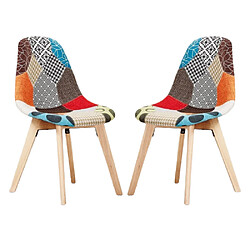 Home Design International Lot de 2 Chaises Tulip Scandinaves Patchwork Rembourrées