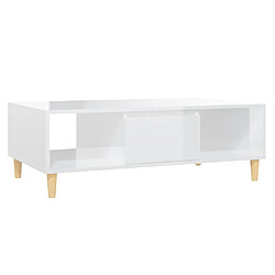 Maison Chic Tabls basse,Table Console pour salon Blanc brillant 103,5x60x35 cm Aggloméré -MN99187