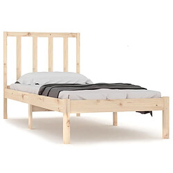 Maison Chic Lit Moderne Chambre - Cadre/structure de lit pour adulte bois de pin massif 75x190 cm petit simple -MN26786