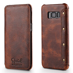 Wewoo Housse Coque Pour Galaxy S8 Plus Denior Oil Wax Cuir de vachette Étui en à rabat horizontal simple avec fentes cartes et portefeuille marron