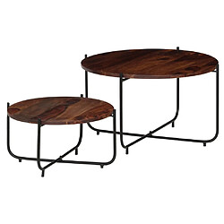 Maison Chic Ensemble de 2 Tables basses,Table Console pour salon Bois de Sesham massif 60 x 35 cm -MN44167