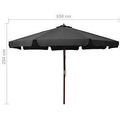 vidaXL Parasol avec mât en bois 330 cm Anthracite pas cher