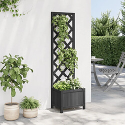 Avis Maison Chic Jardinière,Bac à fleurs avec treillis - pot de fleur noir bois massif de sapin -GKD70627