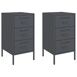 vidaXL Table de chevet 2 pcs anthracite 36x39x68 cm acier