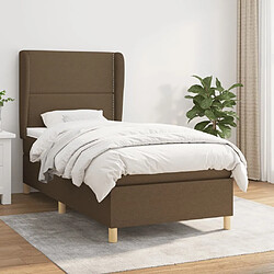 Maison Chic Structures de lit + matelas,Lit à sommier tapissier avec matelas Marron foncé 90x190 cm -MN77495