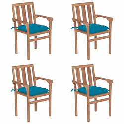 Maison Chic Lot de 4 Chaises de jardin avec coussins,Fauteuil d'extérieur empilables Teck solide -MN56798