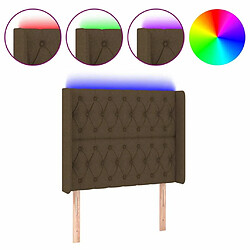 Maison Chic Tête de lit scandinave à LED,meuble de chambre Marron foncé 103x16x118/128 cm Tissu -MN16032