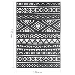 vidaXL Tapis d'extérieur Noir 160x230 cm PP pas cher