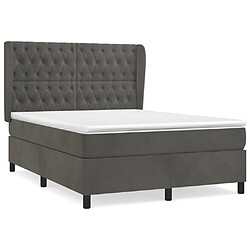 Maison Chic Lit Adulte - Lit simple Lit à sommier tapissier et matelas moelleux - Meuble de Chambre - Gris foncé 140x200cm Velours -MN44416