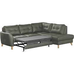 Acheter VENESETTI Canapé d'angle convertible en cuir italien de luxe 5 places NORIA avec coffre, gris foncé, angle droit