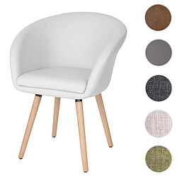 Mendler Chaise de salle à manger Malmö T633, fauteuil, design rétro des années 50 ~ similicuir, blanc