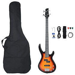 vidaXL Guitare basse électrique de débutants sac brun et noir 4/4 46"