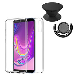 PHONECARE Kit Coque 3x1 360° Impact Protection + 1 PopSocket + 1 Support PopSocket Noir - Impact Protection - Samsung A9 2018