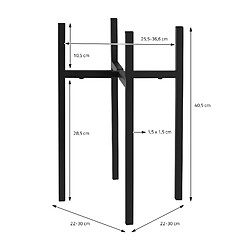 ML-Design Support pour Fleurs Noir, 22-30x22-30x40,5 cm, en Métal, Pots de Fleurs Surélevé, Moderne, Résistant aux Intempéries, Taille Réglable, Porte-Fleurs Déco, Étagère Plantes Intérieur/Extérieur pas cher