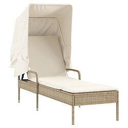 vidaXL Chaise longue avec auvent beige résine tressée