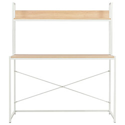 Helloshop26 Bureau table poste de travail meuble d'ordinateur informatique étude d'ordinateur et chêne 120 x 60 x 138 cm blanc 02_0023721