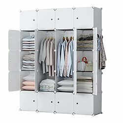 Nyana Armoire Dressing Cube Personnalisable Coffret Premium 20 Cubes/Portes 183x147x47cm Blanc