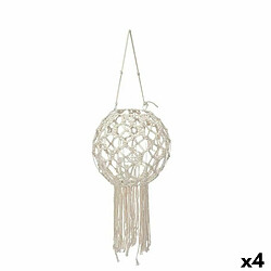 Gift Decor Bougeoir Macramé Blanc Coton 25 x 27 x 25 cm (4 Unités)