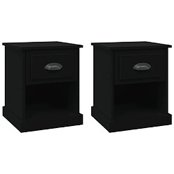 vidaXL Tables de chevet 2 pcs noir 39x39x47,5 cm bois d'ingénierie