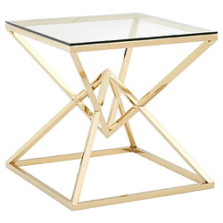 Avis Vivenla Table d'appoint design en acier inoxydable poli doré et plateau en verre trempé transparent L. 55 x P. 55 x H. 55 cm collection PARMA