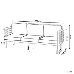 Beliani Canapé de jardin 3 places en bois d'acacia avec coussins beige clair BARATTI