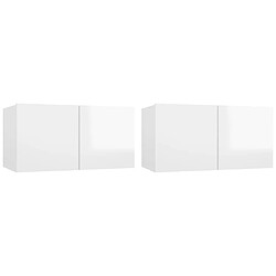 Acheter Maison Chic Ensemble de meubles TV 4 pcs | Banc TV Moderne pour salon | Meuble de Rangement - Blanc brillant Bois d'ingénierie -MN33872