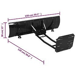 vidaXL Chasse-neige pour VTT 150x38 cm Noir pas cher