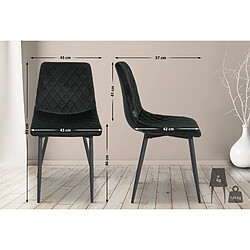 Decoshop26 Lot de 4 chaises de salle à manger en tissu velours noir pieds métal noir couture losange CDS10423