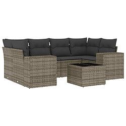 Maison Chic Salon de jardin avec coussins 7 pcs, Ensemble Tables et chaises de jardin, gris résine tressée -GKD671992