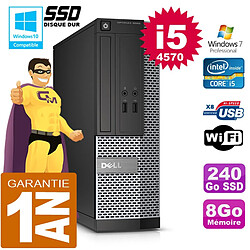 PC DELL 3020 SFF Core I5-4570 Ram 8Go Disque 240 Go SSD Graveur DVD Wifi W7 - Occasion