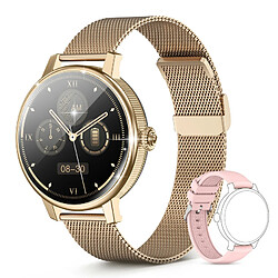 Chrono Montre Connectée Femme Intelligente Smartwatch 1,19" HD AMOLED Écran Tactile Complet 29 Sport modes GPS Etanche pour Android iOS Or