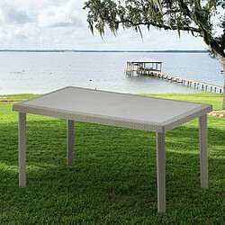 Grand Soleil 12 Tables de jardin rectangulaire en poly-rotin bar café bistrot 150x90, Couleur: Beige