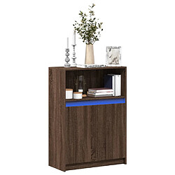 vidaXL Buffet avec LED chêne marron 72x34x100 cm bois d'ingénierie