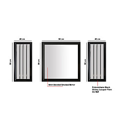 Vivenla Lot de 3 miroirs design en bois 100% mdf laqué noir avec miroir fumé collection Angel L. 40-90-40 x P. 3-3-3 x H. 90-90-90 cm ANGEL