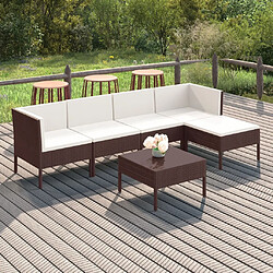 Maison Chic Salon de jardin 6 pcs + coussins - Mobilier/Meubles de jardin - Table et chaises d'extérieur Résine tressée Marron -MN45616