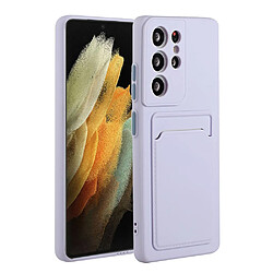 Coque en TPU anti-rayures avec porte-carte violet clair pour votre Samsung Galaxy S22 Ultra 5G