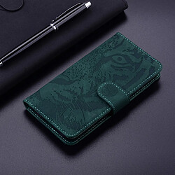 Etui en PU Impression de motif de tigre avec support vert pour votre Google Pixel 5a 5G