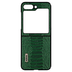 Coque pour Samsung Z Flip 5 Hybride Cuir Motif Serpent Abeel vert foncé