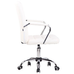 Decoshop26 Chaise de bureau sur roulettes moderne et confortable en synthétique blanc BUR10632