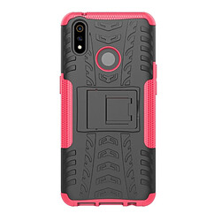 Wewoo Coque Pour OPPO Realme 3 Pro Texture de pneu TPU antichoc + PC Housse de protection avec support rose