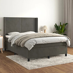 Maison Chic Lit Adulte - Lit simple Lit à sommier tapissier et matelas moelleux - Meuble de Chambre - Gris foncé 140x190cm Velours -MN49618