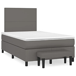 vidaXL Sommier à lattes de lit avec matelas Gris 120x200 cm Similicuir