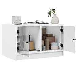 Acheter vidaXL Table basse avec portes en verre blanc 68x50x42 cm