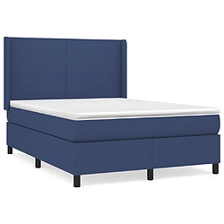 Maison Chic Lit adulte- Lit + matelas,Sommier à lattes de lit avec matelas Bleu 140x190 cm Tissu -GKD25646