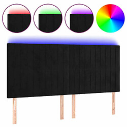 Maison Chic Tête de lit scandinave à LED,meuble de chambre Noir 180x5x118/128 cm Velours -MN10837