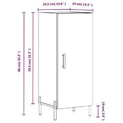 vidaXL Buffet Sonoma gris 34,5x34x90 cm Bois d'ingénierie pas cher