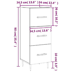 vidaXL Buffet Sonoma gris 34,5x34x90 cm Bois d'ingénierie pas cher