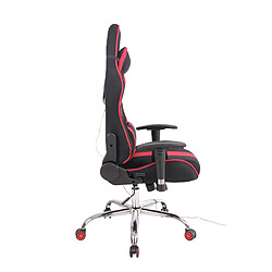 Avis Decoshop26 Fauteuil de bureau gamer design sportif fonction de massage chauffant avec coussins en tissu noir / rouge 10_0002533